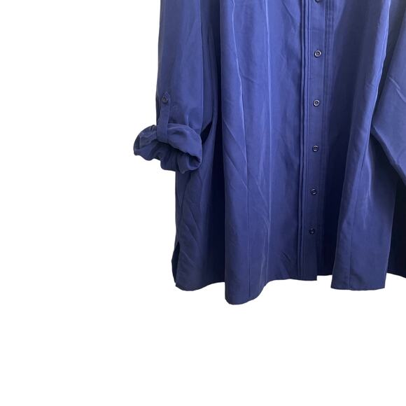 Catherines Women Tunic Top 32 Royal Blue Button Up Career Workwear Classic NEW - Picture 7 of 9